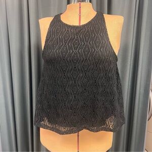 Black Lace Sleeveless Top B